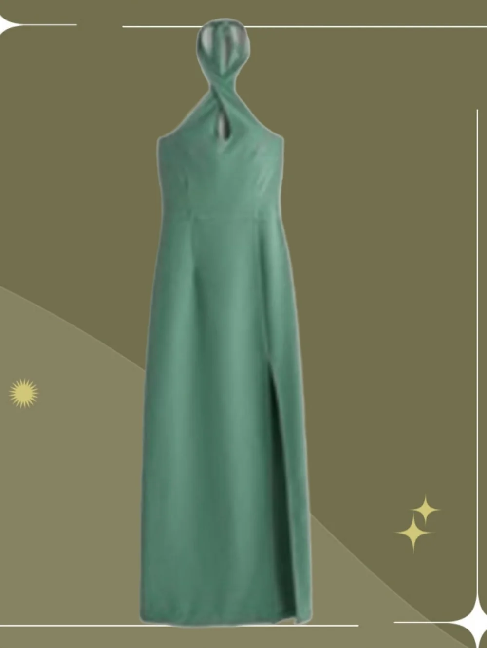 ✨ Nwt Abercrombie Sage Halter Cross Neck Maxi Dress Size M
